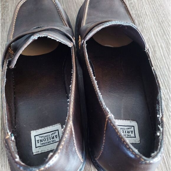  Vintage 90s Arizona Jean Brown Chunky Heel Loafer Shoe Size 7 - Picture 6 of 11